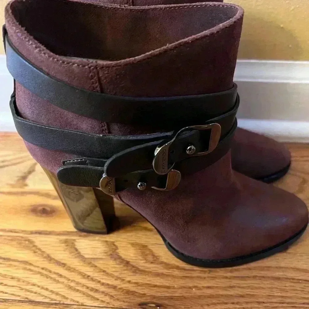 Jimmy Choo Burgundy Suede Ankle Boots Size 36